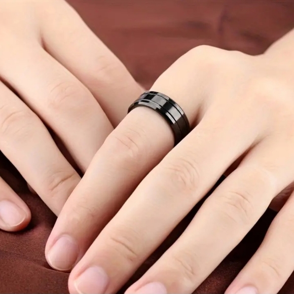 NWT Men's Black Tungsten Carbide band- size 10 - Picture 4 of 6